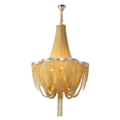 China Large Project Gold Contemporary Modern Decorative Chain Chandelier Pendant Lamp for sale