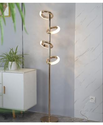 China New Design Modern Led Aluminum Ring Floor Lamp Light Gold Plated For Living Room for sale