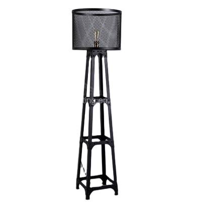 China Retro Direct Selling Nordic Industrial Iron Vintage Factory Position LED Aluminum Black Floor Lamp for sale