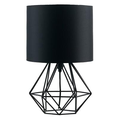 China Modern Home Decor Fabric Shade Black Wrought Iron Table Lamp for sale