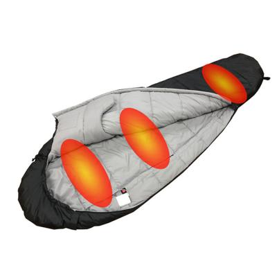 China Mummy Cold Weather Water Proof Graphene Thermal Heated Mummy Sleeping Bag Camping Heating Sleeping Bag for sale