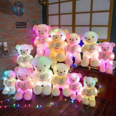 China Plush Doll/Animals/Mascot/Character/Pillow Led Common Fur Teddy Bear Plush Toy 20cm Bowtie Glowing LED for sale