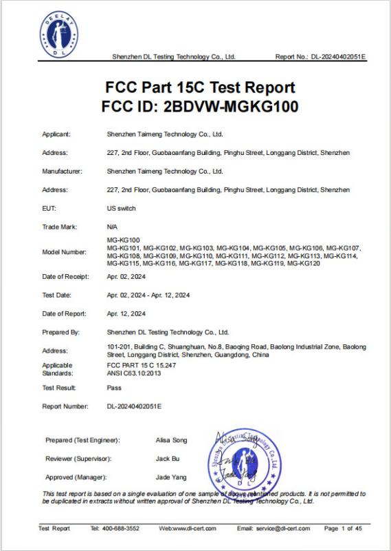 FCC - Shenzhen Taimeng Technology Co., Ltd