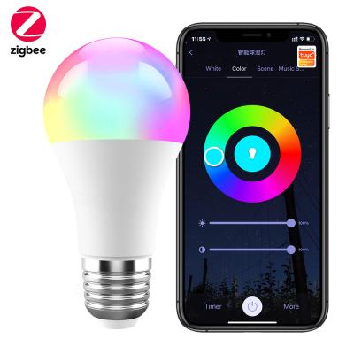 China Tuya Zigbee 10W Smart Light Bulb E27 RGB LED Lamp Dimmable Timing Smart Life APP Voice Control For Google Home Alexa for sale