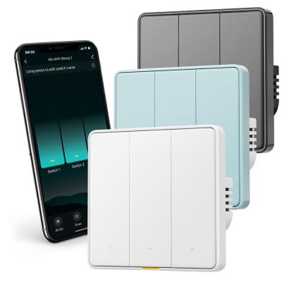 Chine Tuya WiFi RF433 Smart Wall Switch, 110-250V, pas de fil neutre requis, contrôle vocal avec Alexa, Google Home, Tmall Genie et fonctionnalités de chronométrage de l'application à vendre