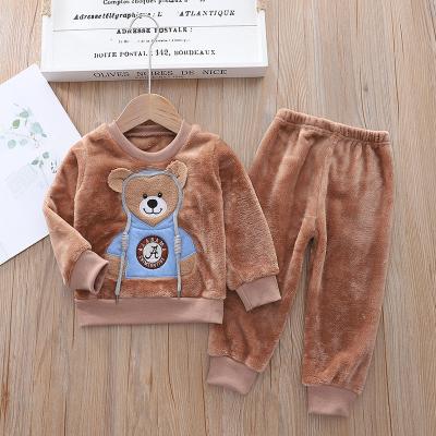 China 18kg Winter Toddler Unisex Children Thermal Bear Flannel Pajamas Set OEM for sale