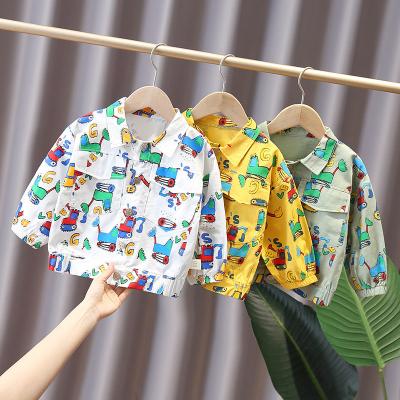 China 6 Years Unisex Spring Children'S Clothing Long Sleeve Denim Jacket Cartoon Car for sale