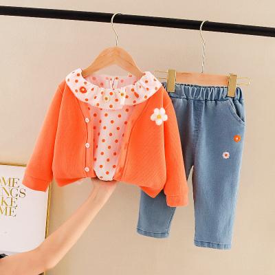 China 105CM 14kg Children'S Outfit Sets Cardigan Floral Yellow Long Sleeve Shirt for sale