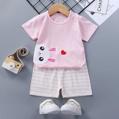 China New Summer Shorts Short Sleeve Children's Outfit Sets Cartoon Printing Toddler Two-Piece for sale