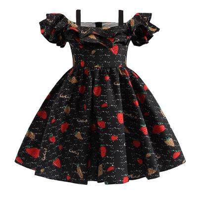 China Summer Printed Flower Ruffle Princess Dress Frock Full Sleeve Pleated Retro Style for sale