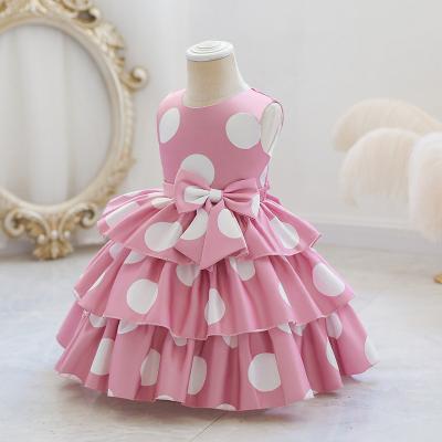 China 7Y-8Y Kid Polka Dot Princess Birthday Dress 60% Cotton for sale