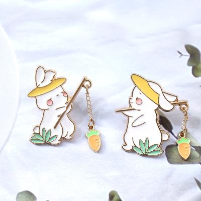 China Europe China Factory Wholesale No Minimum Rabbit Design Soft Enamel Custom Metal Lapel Pins With Chain for sale