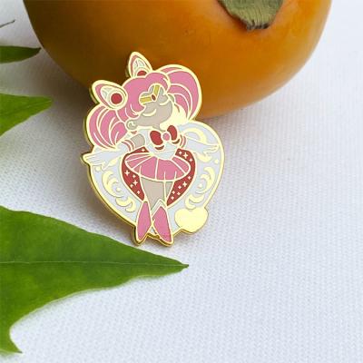 China America Custom Hard Enamel Lapel Pins Badge China Manufacture Gold Plated Sailor Moon Anime Cartoon Enamel Pins for sale