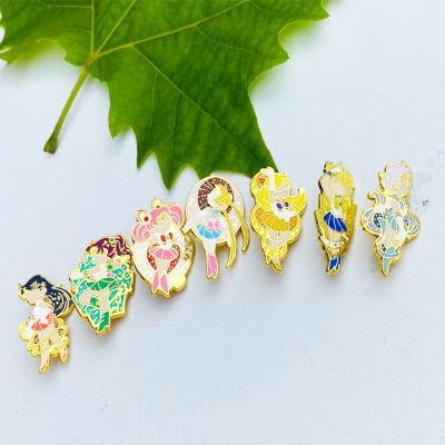 China America Custom Hard Enamel Lapel Pins Badge China Manufacture Gold Plated Anime Cartoon Enamel Pins for sale