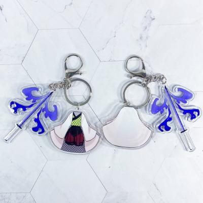 China Animation Products Etc New promotional gifts cartoon anime demon slayer double sides printing acrylic keychain with glitter for sale