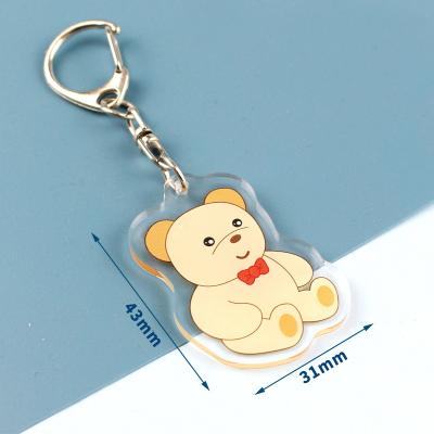 China Animation Products Etc New acrylic key chain cartoon bear double sides printed logo acrylic keychains with epoxy for sale