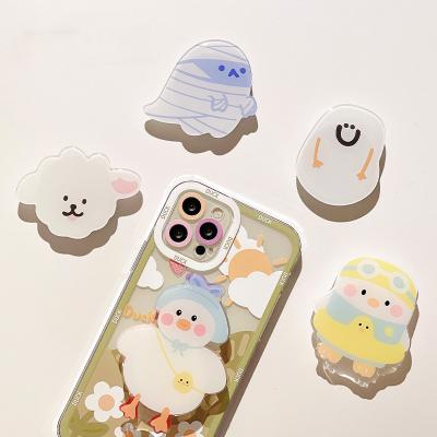 China Adjustable Custom design made cute mobile phone holder cartoon anime animal acrylic phone grip with epoxy for sale