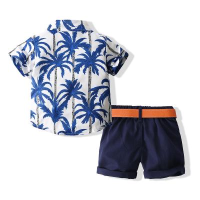 China Anti-shrinkage boys fashion clothing new children's clothing 2021 summer children's short-sleeved shirt suit beach style small suit for sale