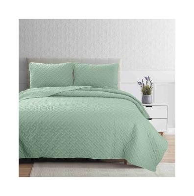 China Good Price Viable Light Gray Queen Size Solid Pin Sonic Quilt Set Good Quality 3Pcs for sale