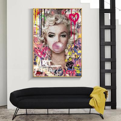 China Art Canvas Painting Pop Art Waterproof Woman Graffiti Bubble Blowing Posters And Prints Wall Art for sale