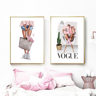 China Nordic Fashion Waterproof Girl Poster And Print Wall Painting Wall Art Canvas Painting Wall Living Room for sale