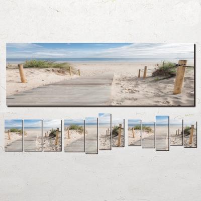 China Waterproof Modern Home Decoration Wall Art 5 Panels Landscape Canvas Print Ocean Beach Sea Road Posters and Prints for sale