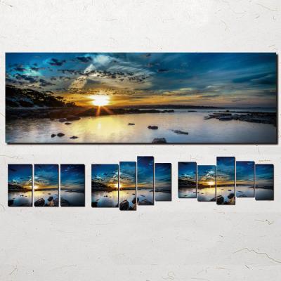 China Waterproof 5 Panel Sunset Surf Landscape Canvas Wall Art For Living Room Print Artwork Wall Decor Painting for sale