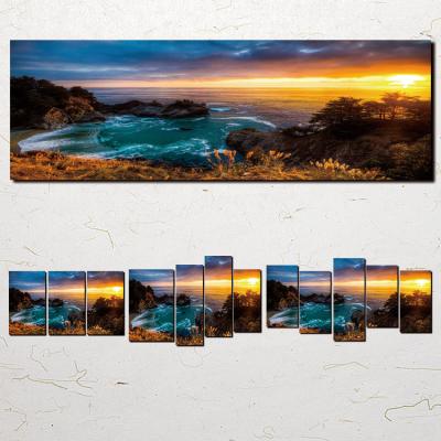 China Modern Art Waterproof Decor Wall 5 Panel Home Room Wall 5 Panel Landscape Seaside Waterfall California Pacific Ocean California Wood Frame Poster for sale