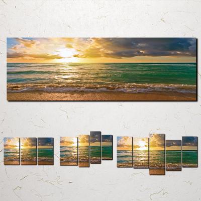 China Lake View Mountain Waterproof Wall Art Home Decoration Canvas Painting Wall Print 5 Panels Landscape Painting Picture Print for sale