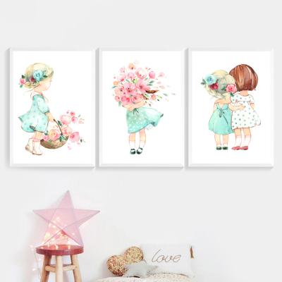 China Waterproof Kids Room Decor Cute Baby Rose Flower Nordic Posters And Prints Wall Art Nursery Prints for sale