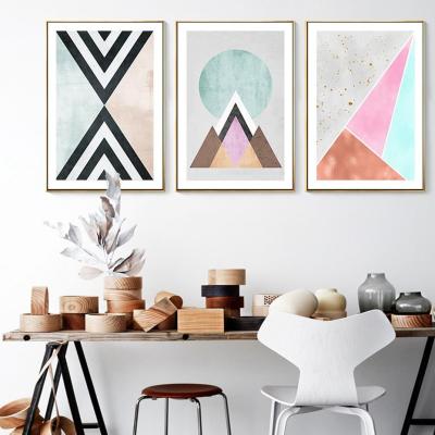 China Modern Abstract Geometric Nordic Scandinavian Style Wall Art Waterproof Colorful Contemporary Art Fine Art Canvas Prints for sale