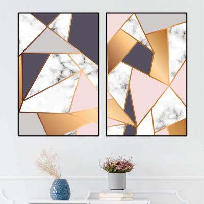 China Geometric Line Nordic Modern Marble Waterproof Segmentation Wall Abstract Gold Concise Pictures Prints Noise Art Painting for sale