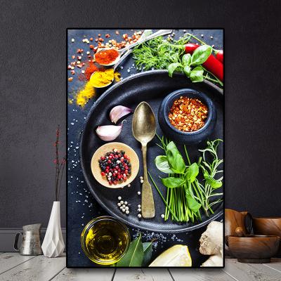 China Waterproof Vegetable Grains Spices Kitchen Canvas Painting Posters And Prints Nature Wall Art Painting Designs Home Decor for sale