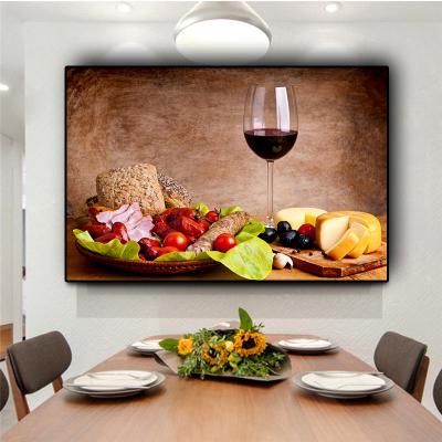 China Waterproof Modern Chinese Vegetables Fruit Red Wine Glass Kitchen Food Canvas Wall Art Painting Posters And Prints Wall Picture Living Room for sale