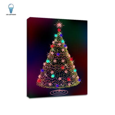 China International Organization for Standardization Christmas tree colored lights professional factory wholesale decorative wall art frame wall painting with led light for sale