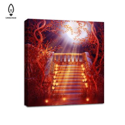 China International Organization for Standardization Living Room Canvas Stairs Night LED Lights Seen Wall Pictures Led Light Decor Canvas Painting for sale