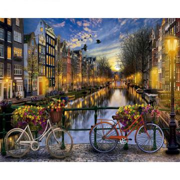 China Beautiful Eco-friendly High Quality Canvas Architecture Cityscape Painting By Numbers Surprise Hand Painted Diy Gift for sale