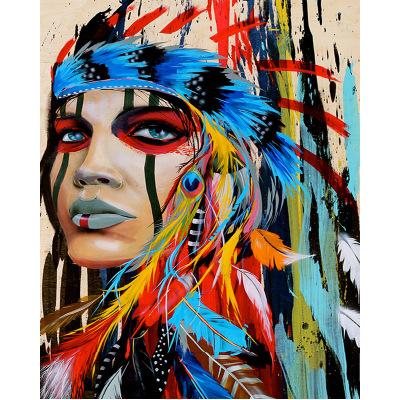 China Eco-friendly Frameless Painting 40x50cm By Numbers Indians Oil Painting Abstract Home Decoration DIY Style Hand Painted for sale