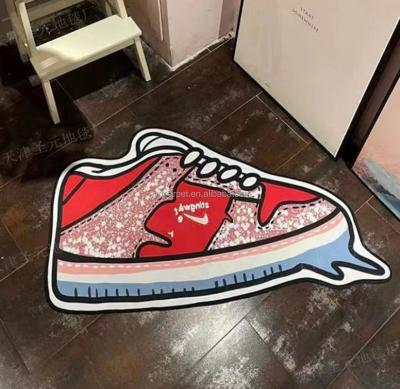 China Modern Custom Anti Slip Skateboarding Shoes Die Cutting Designer Irregular Shaped Blankets And Mats for sale