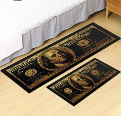 China Silver Dollar 3D Digital Quality Washable Custom Printed Carpet Floor Center Covers for sale