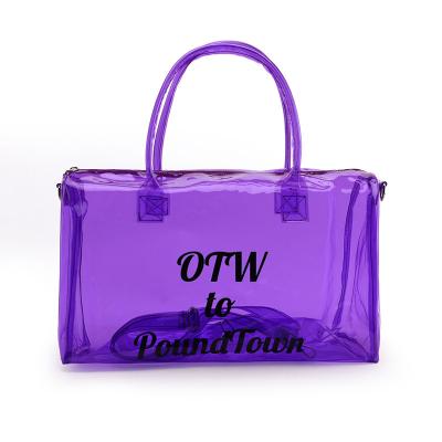 China NATIONAL Weekend Spend Custom Logo Overnight Duffle Sports Woman Fleece Travel Bag Clear Transparent Waterproof DA Overnight Bag Design for sale