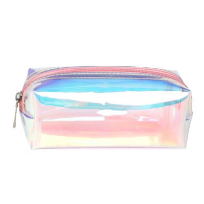 China NATIONAL Wholesale Custom Personalized Waterproof PVC Laser Brush Cosmetic Zipper Pouch Holographic Makeup Bag for sale