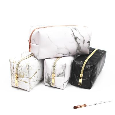 China NATIONAL Wholesale Marble Brush Travel Private Label Makeup Storage Pouch Wash Bag Soft Leather Cosmetic Bag for sale