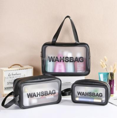 China NATIONAL Travel Toiletry PVC Handles Waterproof Large Capacity Clear Pink Cosmetic Bag For Makeup Artist for sale