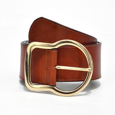 China New Fashion Retro Wide Pin Buckle Light Body Women's Belt Genuine Leather Wide Belt bg-488 for sale