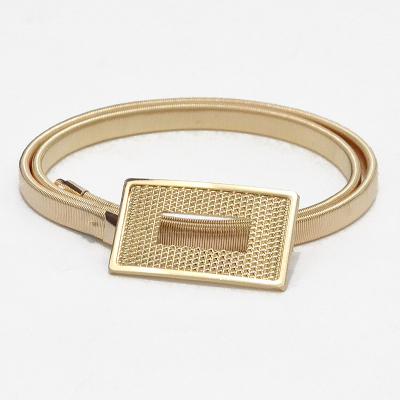 China New elastic chain metal woman belt spring waist chain joker square buckles belt retro bump elastic chain belt bg-515 for sale