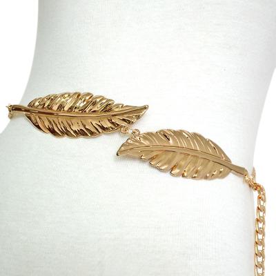 China New lady leaf metal waist belt elegant decorative women's belt bg-685 simple fresh simple decorative chain belt for sale