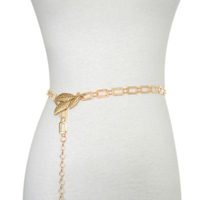 China New metal three leaf decoration lady belt simple fashion metal chain waist wild decorative belt bg-686 for sale