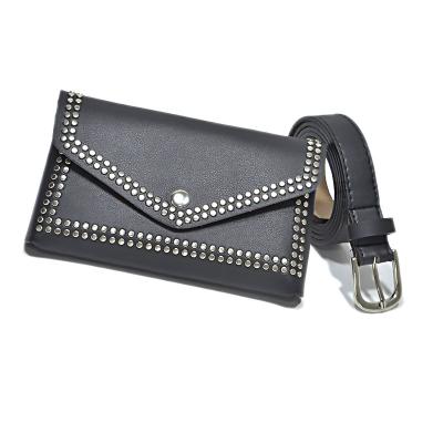 China Pocket woman belt bag quality leather belt rivet upholstery personalized punk belt BG 904 for sale