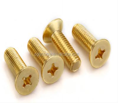 China Custom M4 M5 M6 DIN7985 Stainless Steel Phillips Head Flat Bolt Yellow Cross Bolt Brass Custom Flat Bolt for sale